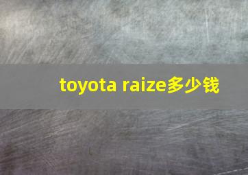 toyota raize多少钱